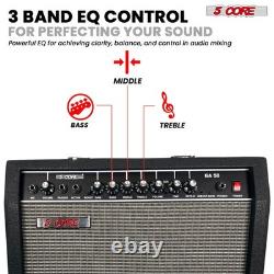 Amplificateur de guitare électrique portable mini 50 W à 5 cœurs avec haut-parleur intégré de 8 pouces