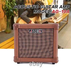 Boîte d'Amplificateur d'Enceinte en Bois AROMA 10W AG-10A Pratique et Portable pour Guitare Acoustique