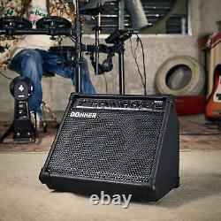 Donner Amplificateur de Batterie Électronique Haut-Parleur 35W pour Clavier Électronique, Batterie et Guitare