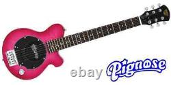 Guitare électrique miniature Pignose PGG-200FM SPK rose transparent avec amplificateur intégré