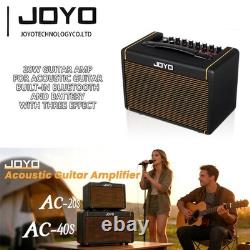 JOYO Amplificateur pour guitare acoustique 20 W avec Bluetooth intégré, batterie et chorus de réverbération