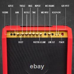LyxPro amplificateur de guitare électrique 60 W, amplificateur de guitare avec haut-parleur intégré rouge