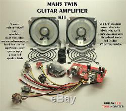 Mah5 Double Cigar Box Guitar Amp Kit D'amplificateur 5w Overdrive Mp3 Hdph 3.4 Haut-parleurs