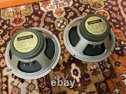 Paire Assortie 2x Vintage 1969 Celestion G12m 25w T1511 Greenback 12 Haut-parleurs