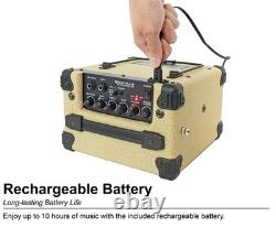 Rockville G-CHARGE 20 BEIGE Amplificateur de guitare rechargeable avec réverbération + microphone