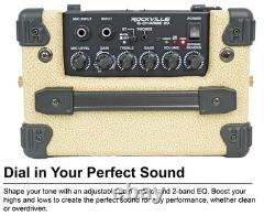 Rockville G-CHARGE 20 BEIGE Amplificateur de guitare rechargeable avec réverbération + microphone