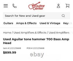 Tête d’amplificateur basse Aguilar Tone Hammer 700 Gen1